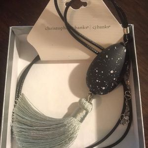 Long black and silver necklace